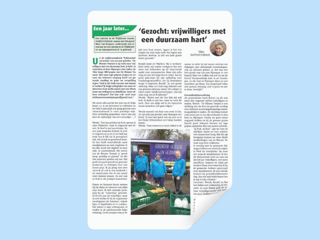 Gezocht: vrijwilligers met een duurzaam hart - Wijkkrant Nijmegen Oost