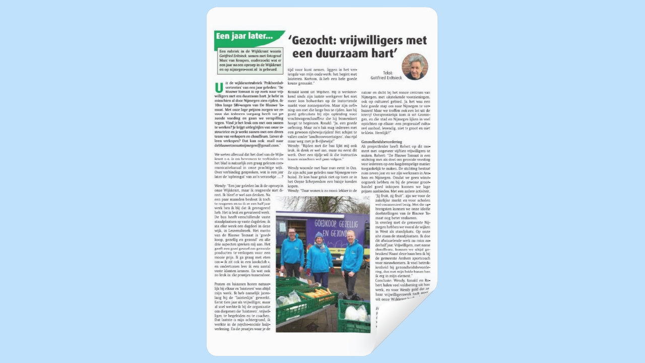 Gezocht: vrijwilligers met een duurzaam hart - Wijkkrant Nijmegen Oost